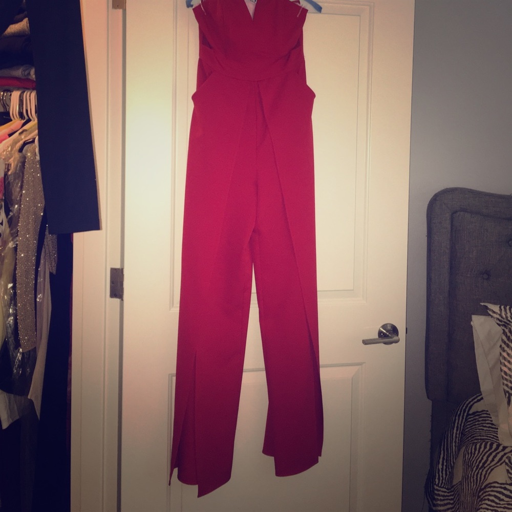 Red Jumpsuit with opening at legs